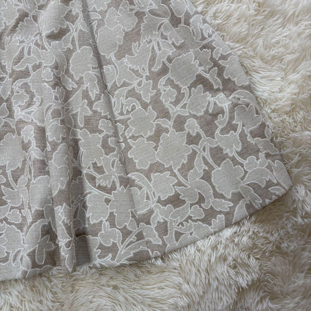 タグ付き ANAYI リネンライク フラワープリント フレアスカート サイズ38