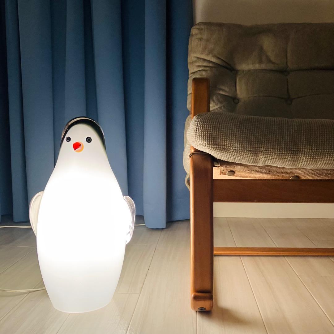【お取り置き品】ヤマギワ 岩津ガラス ペンギン 大きなガラスのフロアスタンド