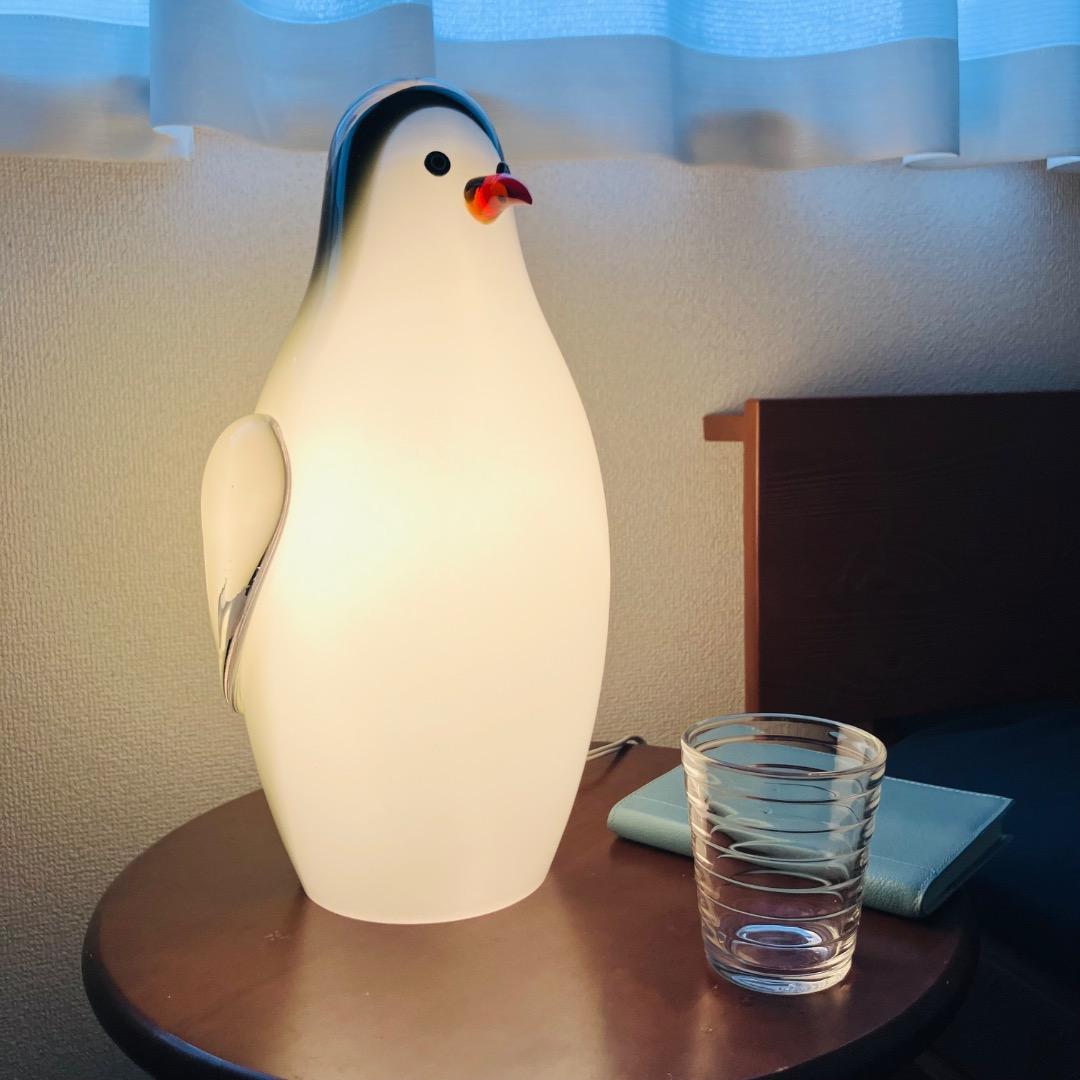 【お取り置き品】ヤマギワ 岩津ガラス ペンギン 大きなガラスのフロアスタンド