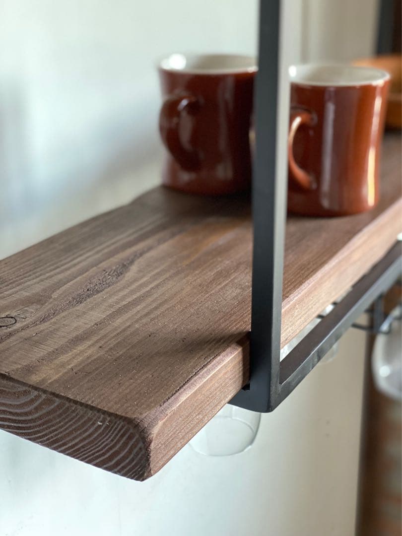 特別価格　数量限定　天井棚　吊り棚　ワイングラスラック　キッチンシェルフ　古材