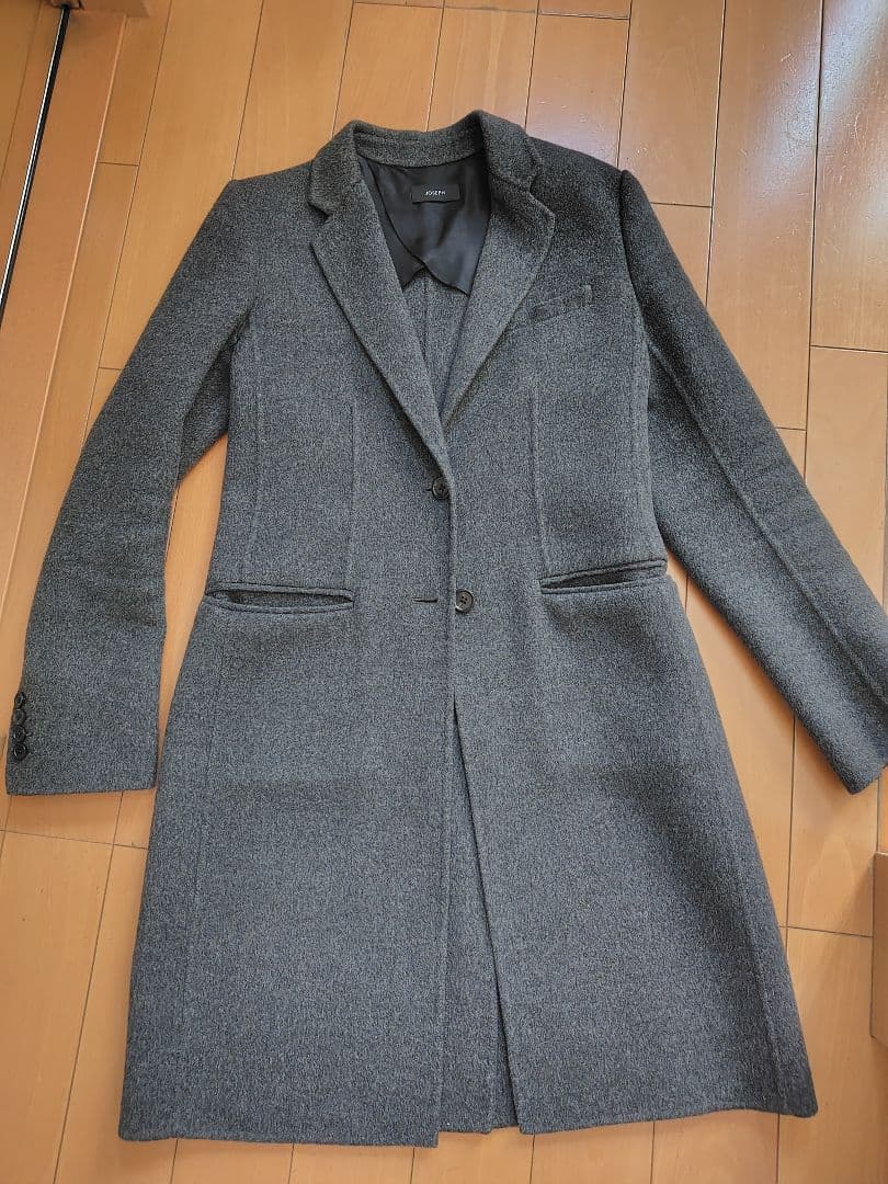 JOSEPH グレー チェスターコート 　カシミヤウール混合