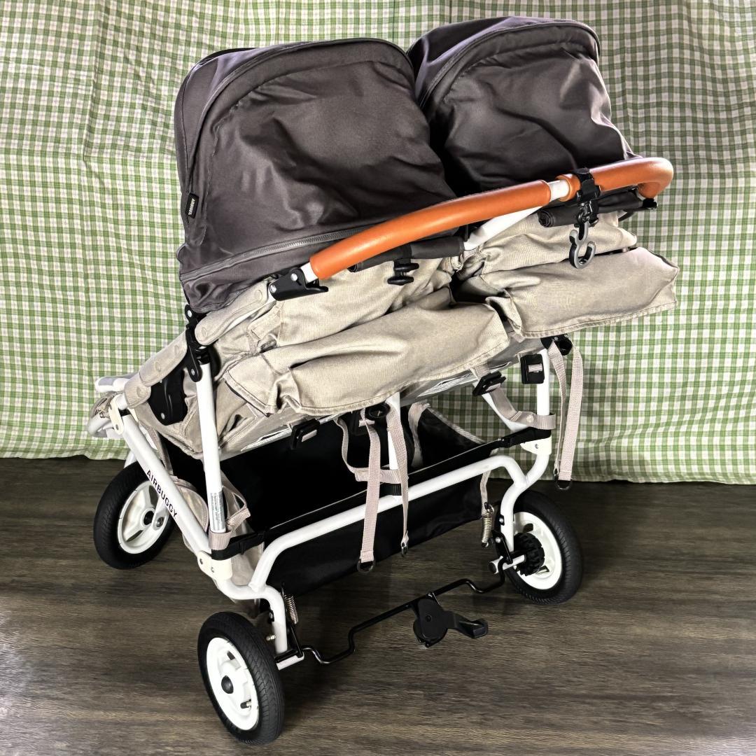 美品AirBuggyエアバギー ココダブルEXフロムバース ストーン 双子バギー