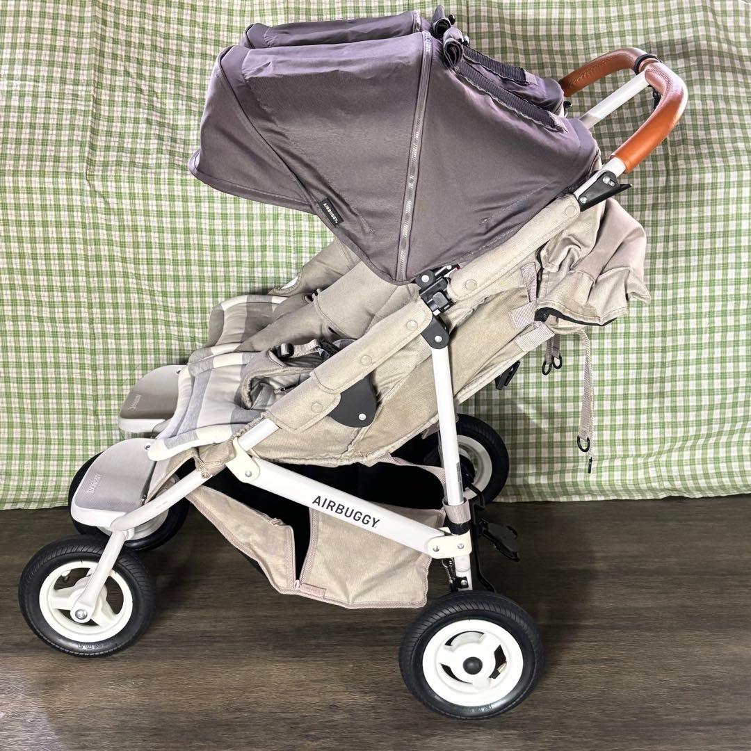 美品AirBuggyエアバギー ココダブルEXフロムバース ストーン 双子バギー