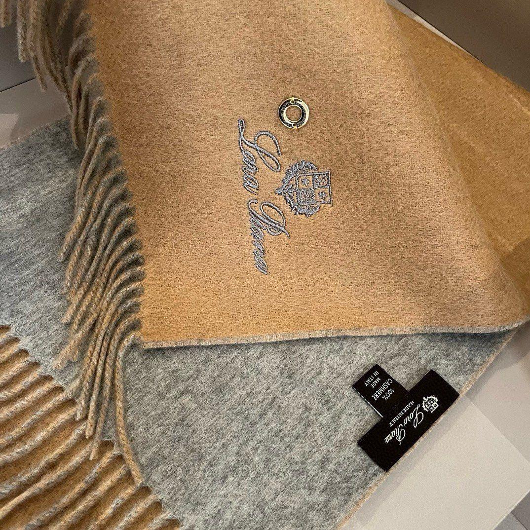 Loro Piana ロゴ刺繍 カシミヤマフラー
