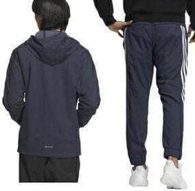 Ｂ新品 XL アディダス adidas デニム風ウーブンセットアップ 上下 紺