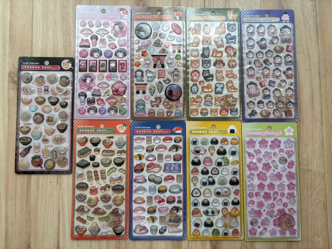 ボンボンドロップシール 和柄 9枚 正規品　新品未使用　舞妓さん　ラーメン　新作