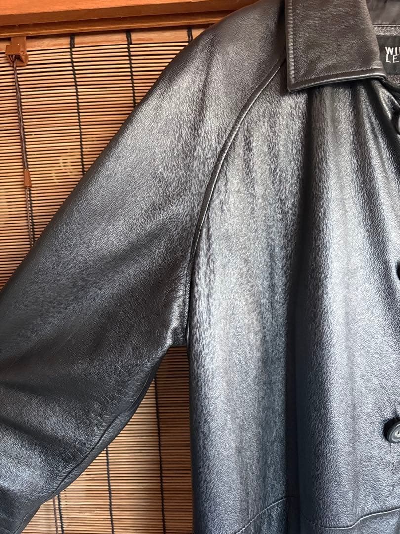 【WILSONS LEATHER】ブラック レザー ロングコート M