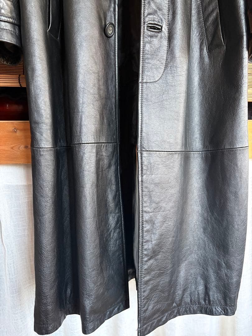 【WILSONS LEATHER】ブラック レザー ロングコート M