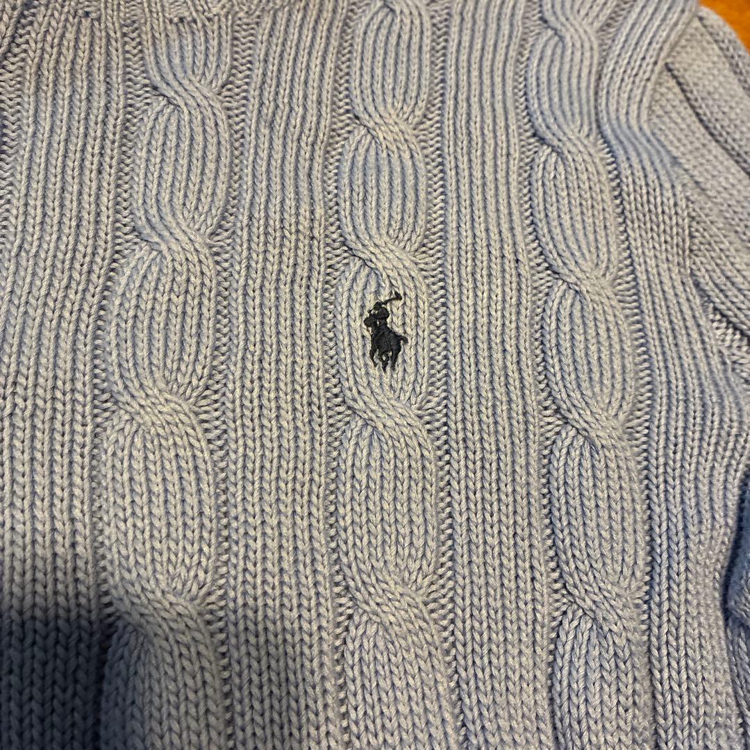 Polo by Ralph Lauren 薄い青 ケーブルニットセーター XS