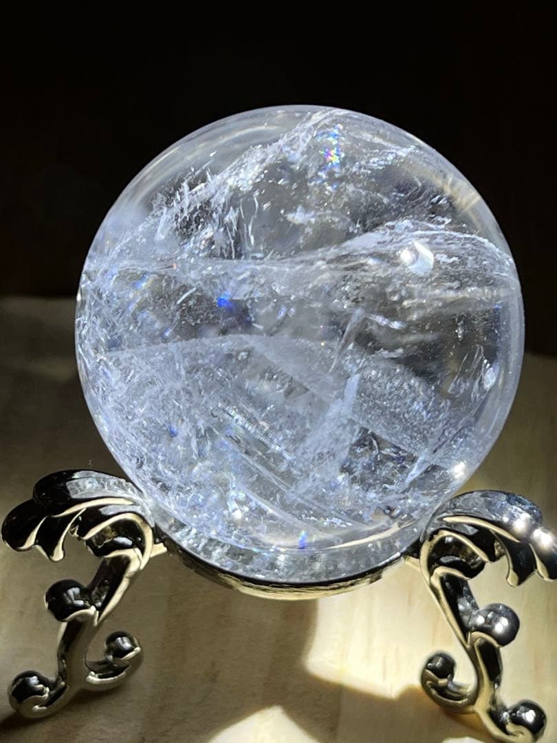 天然石　ファントム入り　アゼツライト　スフィア　　40.7㎜　台座付き