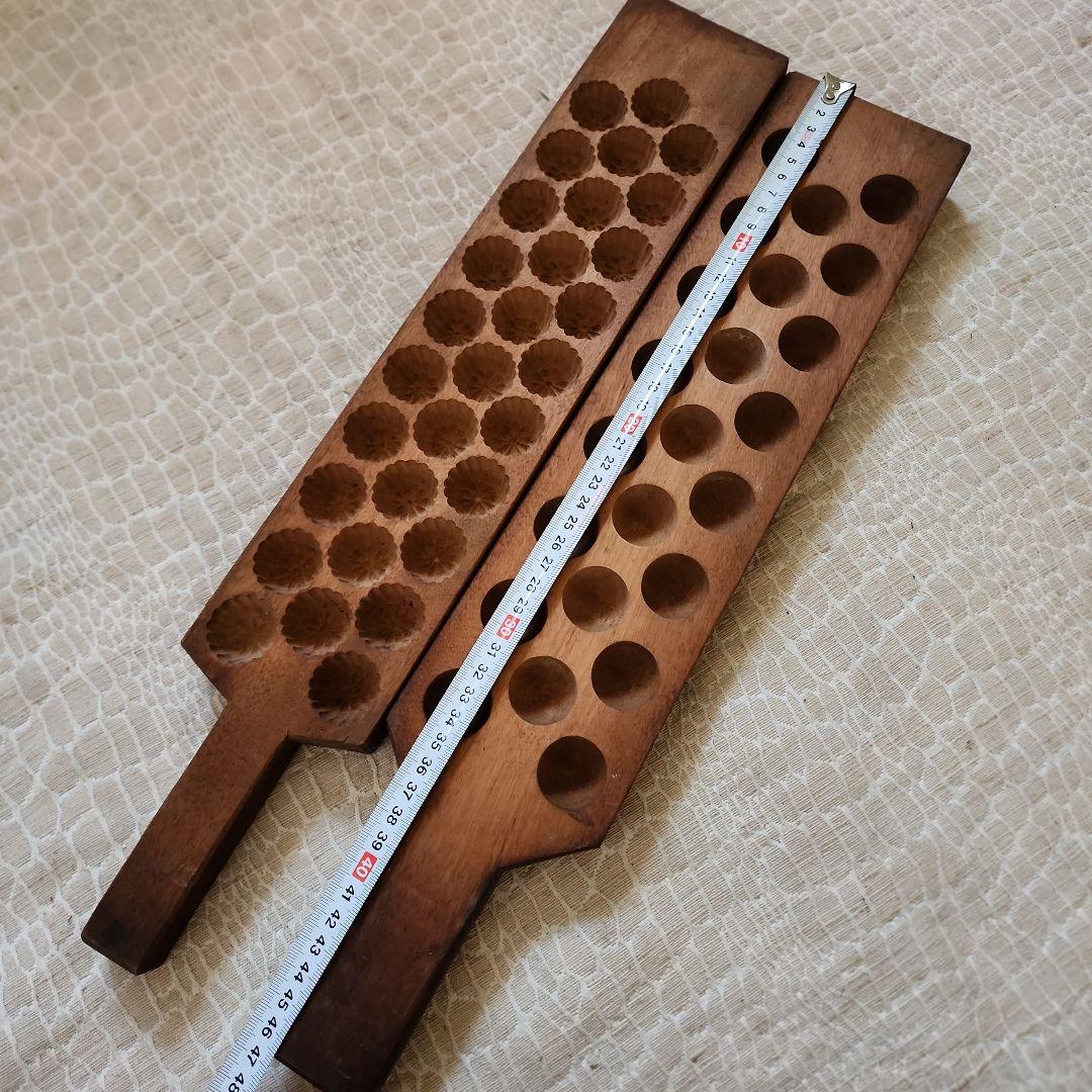 菓子木型2点セット-9　古い 木型 菓子型 和菓子 木製 古道具 古物