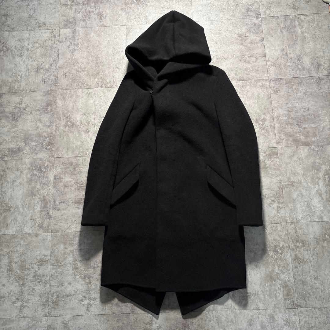 新品同様　定価110000 カシミヤ混Wフェイスビーバー フーデッドコート　黒