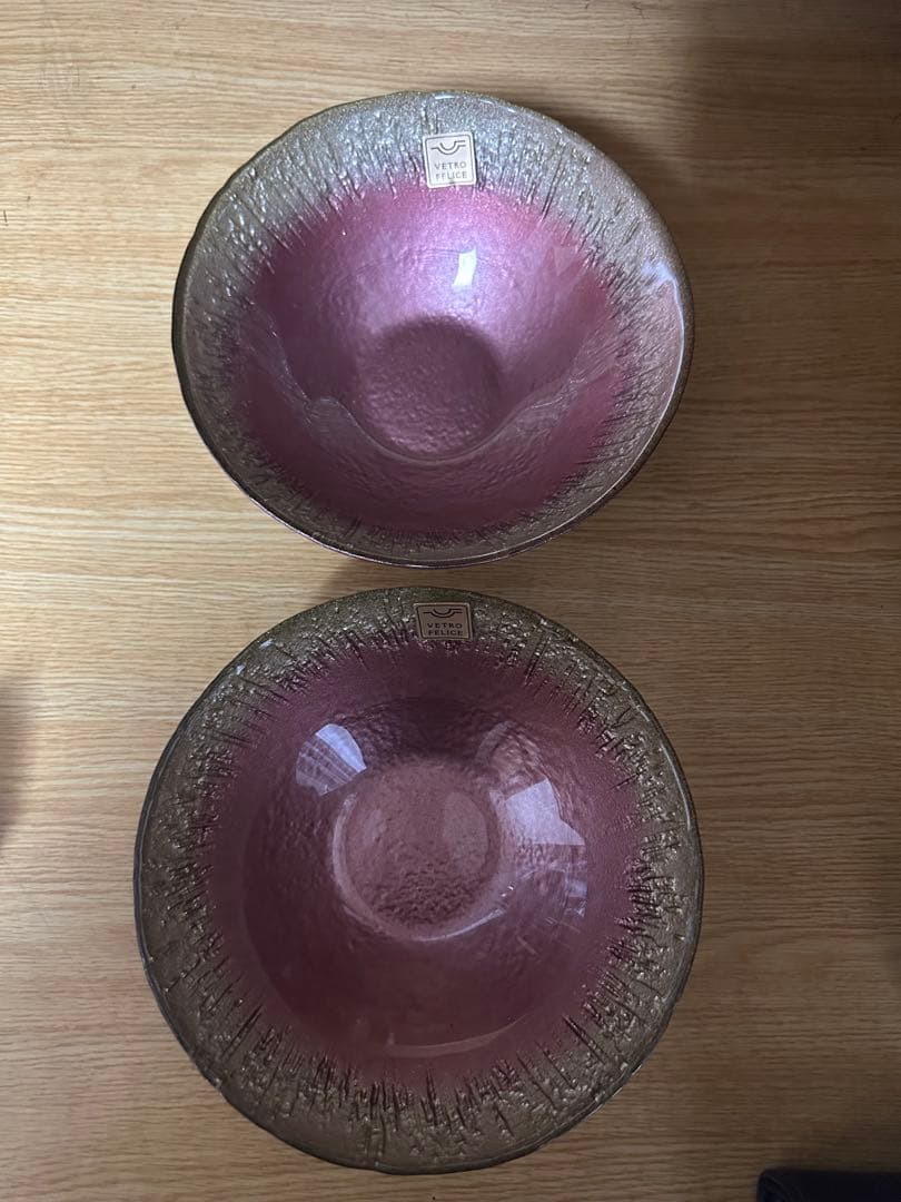 vetro felice ピンク ガラスボウル 2個セット