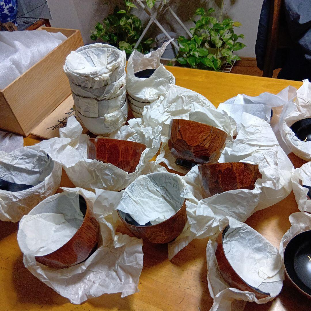 お吸い物碗木製茶色10セット 新品未使用