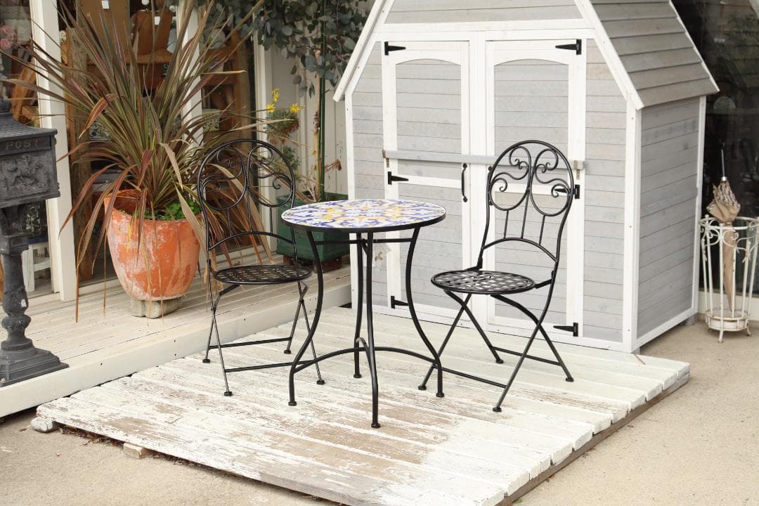 ガーデンテーブルセット アイアン イタリアンイエロー 3点セット