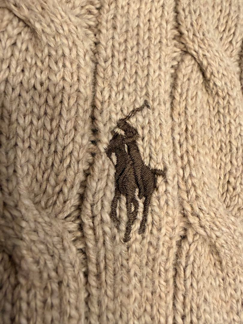 【美品✨】ポロラルフローレン定番大人気ブラウンポニーコットンケーブルセーター