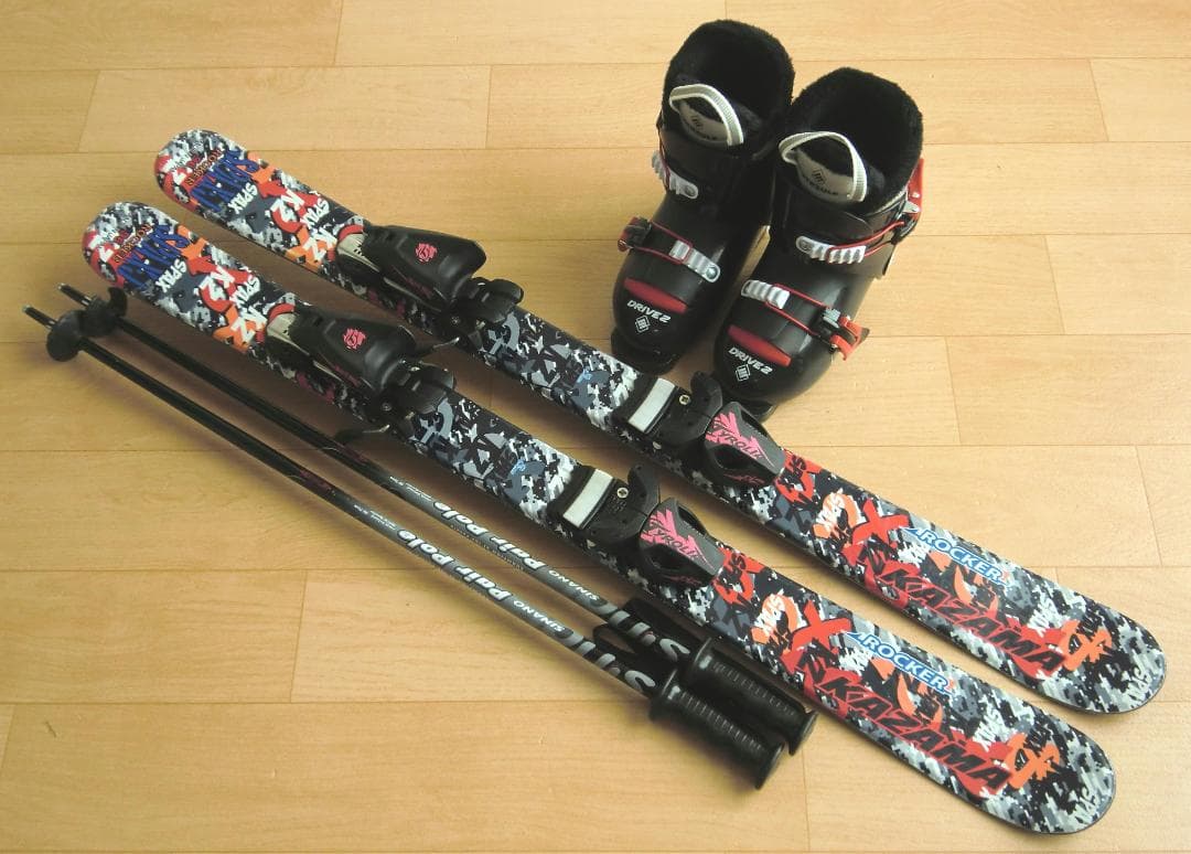 ■1月限定■送料無料■KAZAMA■子供用スキーセット■板96靴19■WAX済■