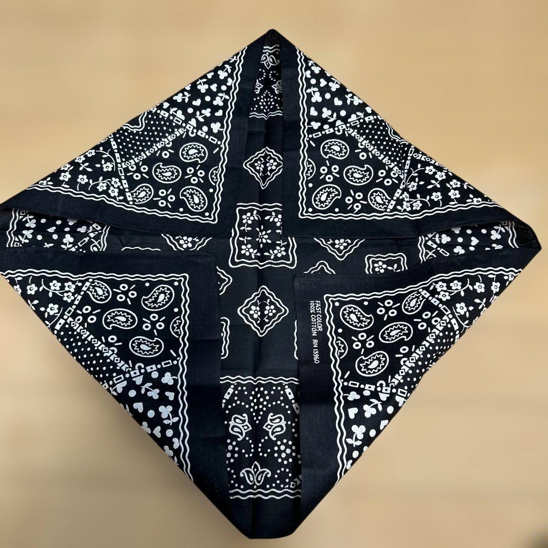 60's バンダナ クッキー柄　ブラック！デッドストック！