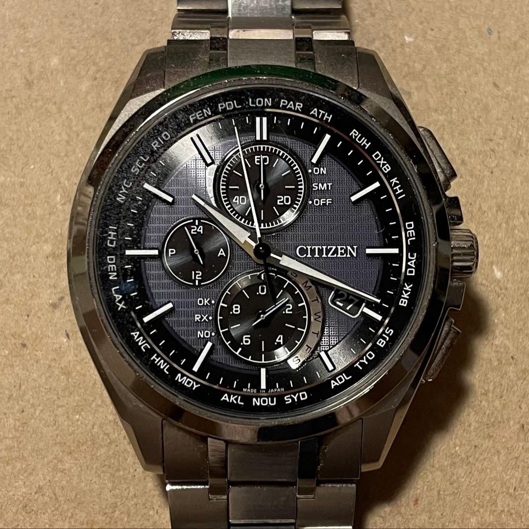 【ジャンク品】CITIZEN クロノグラフ 腕時計 AT8040-57E
