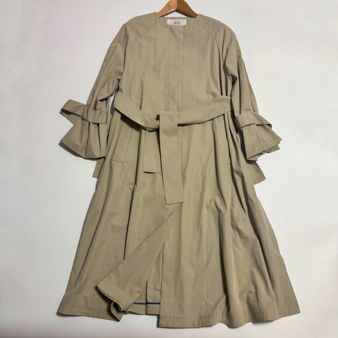 ADORE スプリングコート　ノーカラーコート　ベージュ 38 ロング