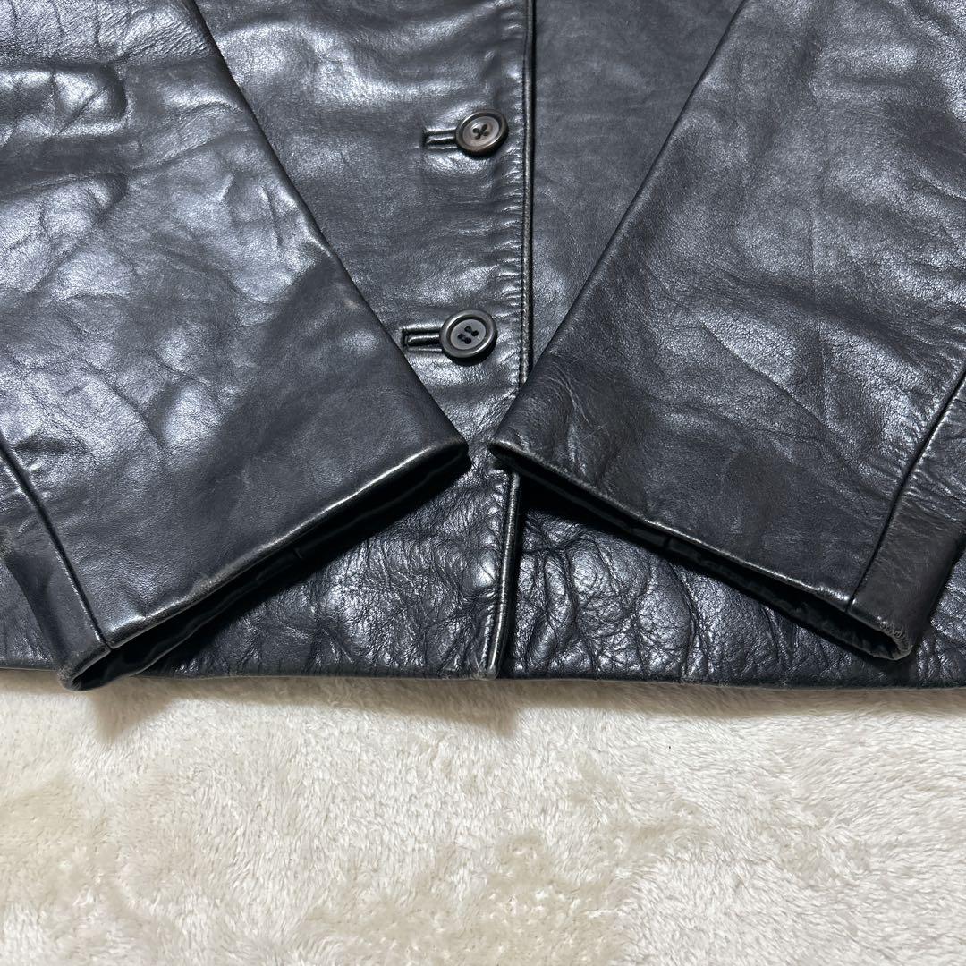 90S 希少 J.CREW 青タグ カーコートジャケット M レザー ブラック