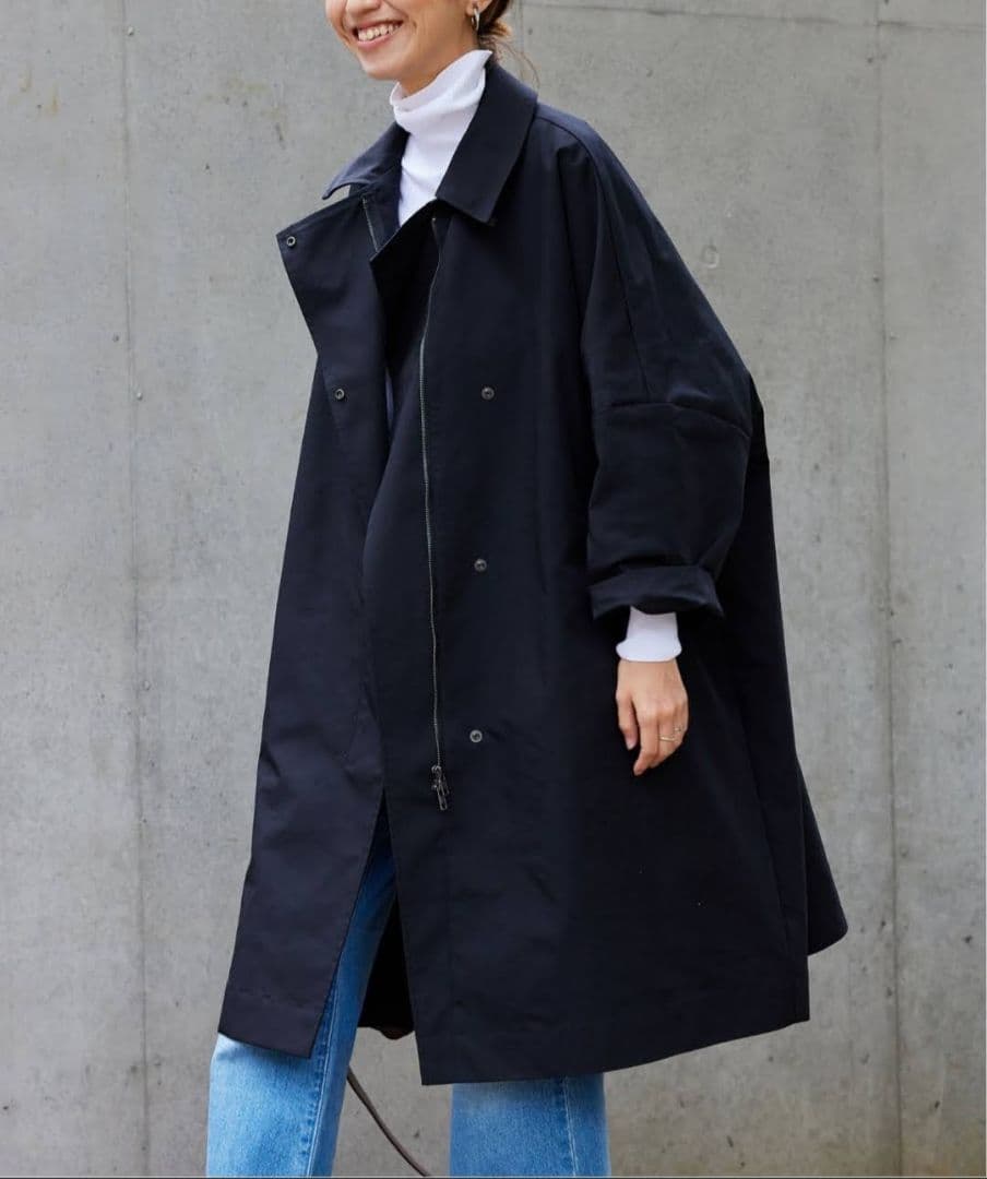 美品 FRAMeWORK 撥水 ポンチョトレンチコート ブラック 38