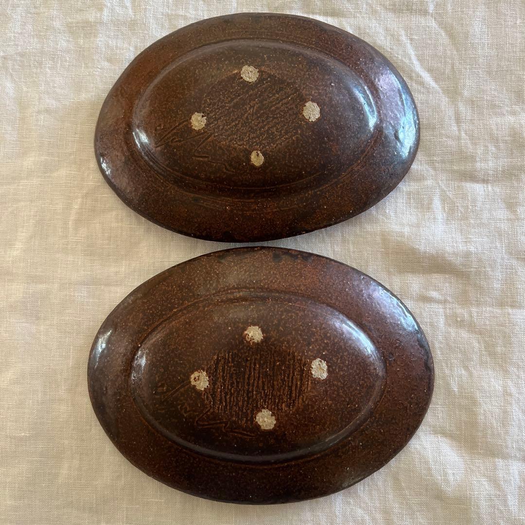 林拓児　楕円皿　小　黒釉