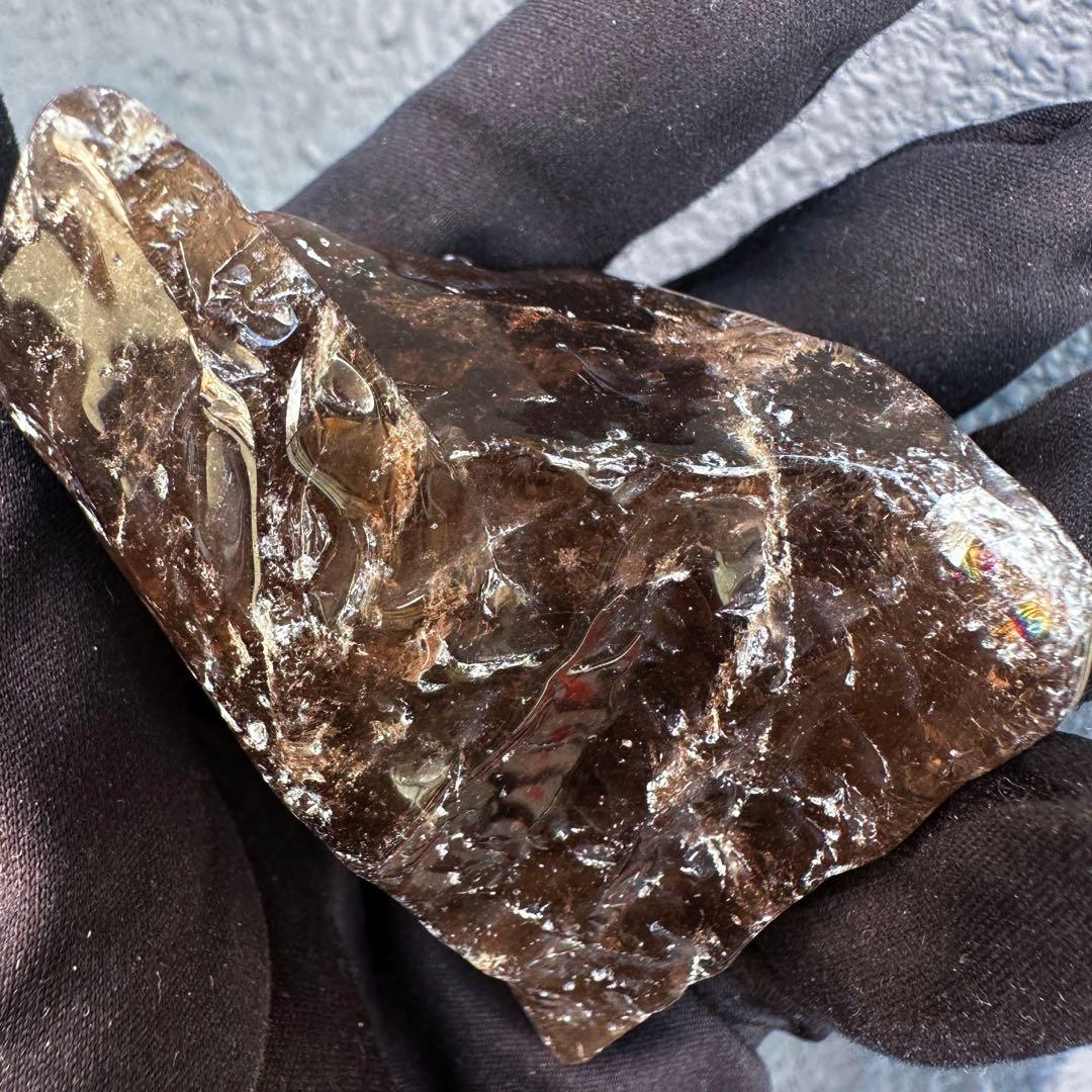 【金運☆魔除】レインボー☆スモーキークォーツ☆天然石フリーフォーム原石A1496