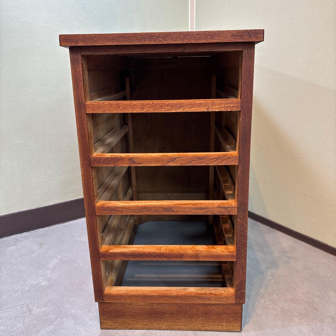 昭和レトロ 木製 5段引き出し｜無垢材 チェスト 大型ラック｜木製取っ手 古道具