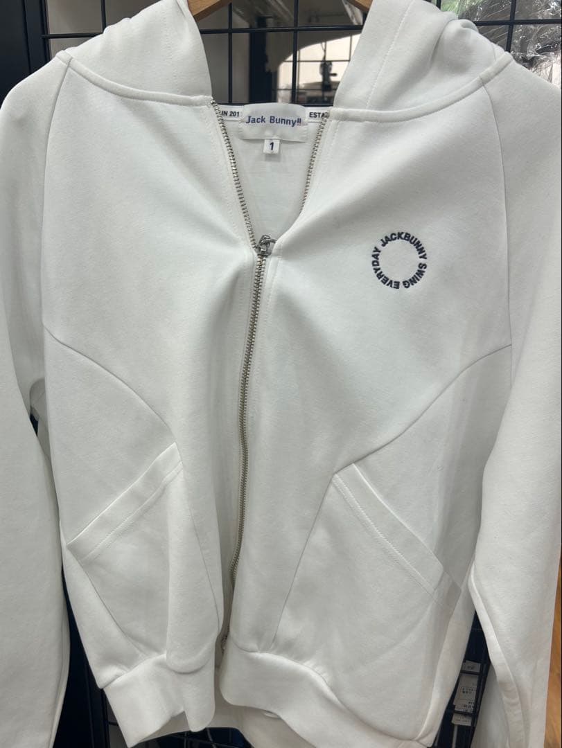JACK BUNNY ホワイト ジップアップパーカー　スエット