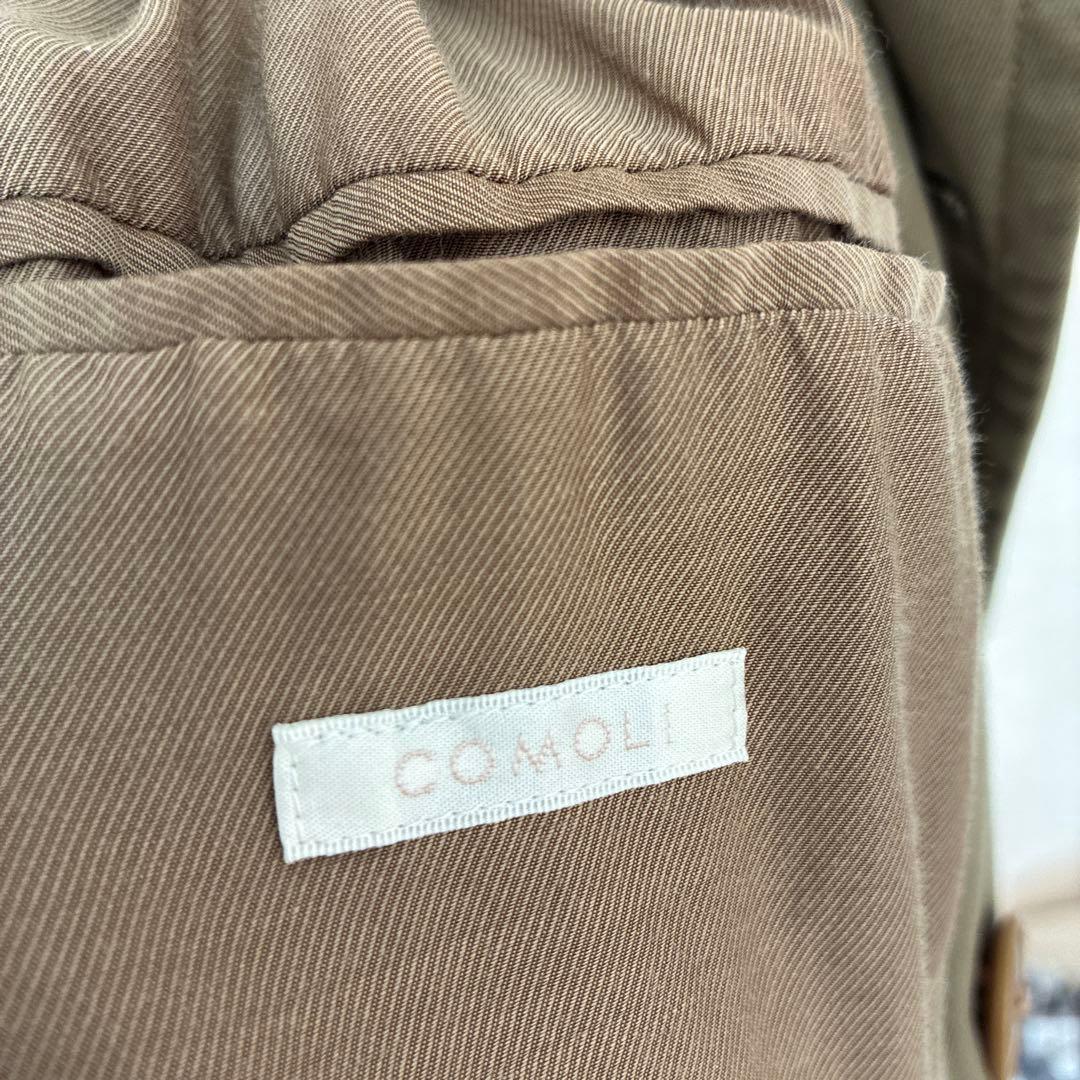 COMOLI コモリ コットンギャバ ダブルブレステッドコートサイズ1 カーキ