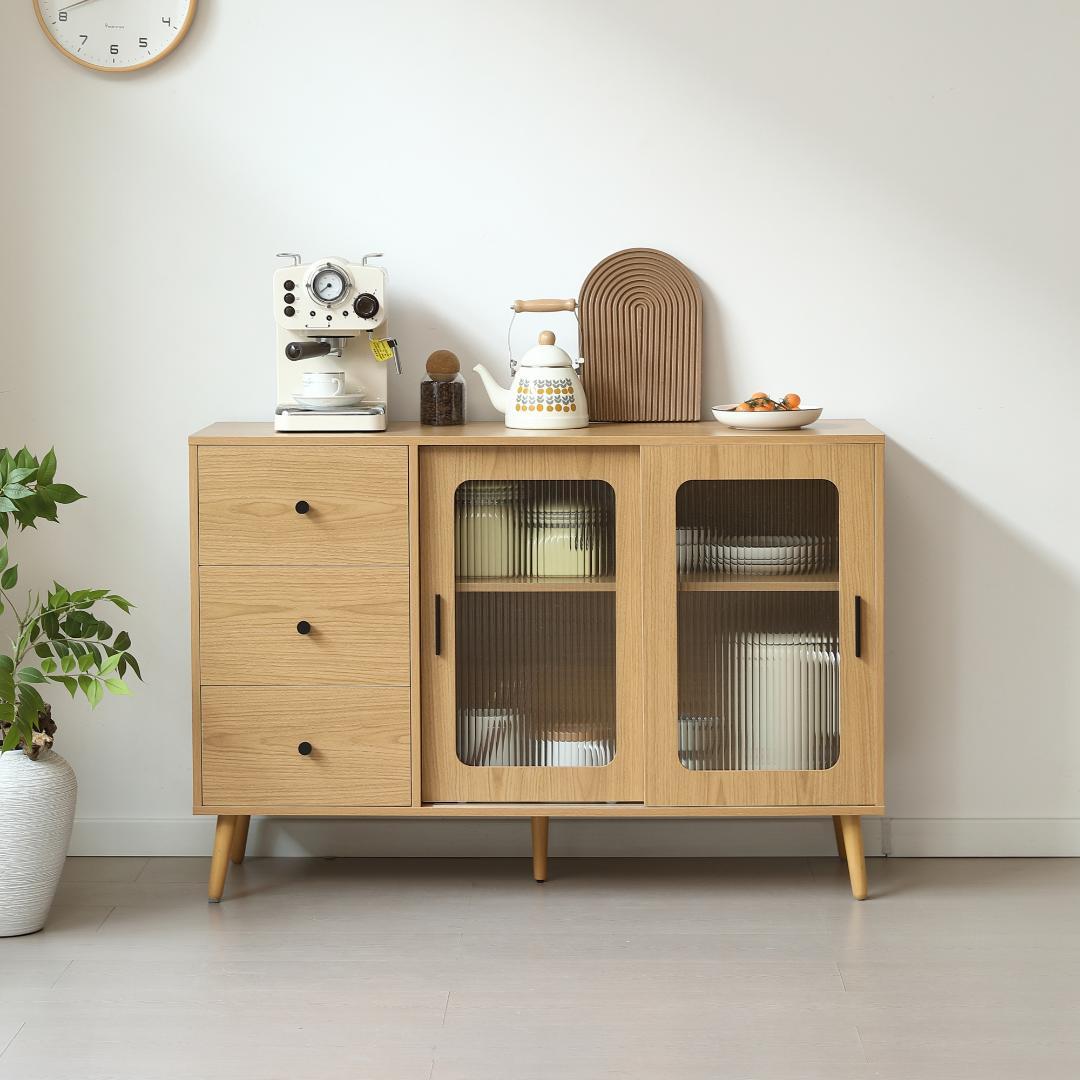 新登場！ 北欧風キャビネット サイドボード 食器棚 キャビネットNATURAL