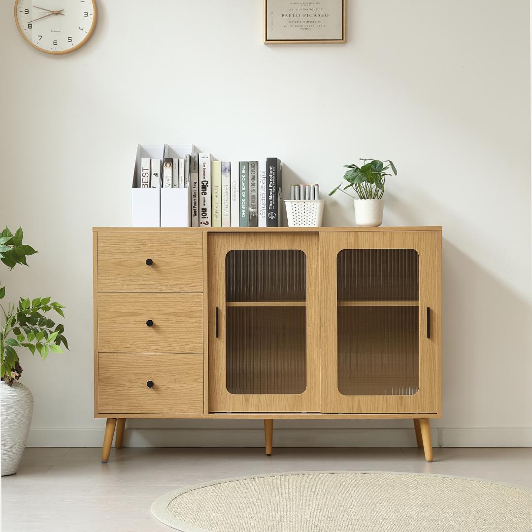 新登場！ 北欧風キャビネット サイドボード 食器棚 キャビネットNATURAL