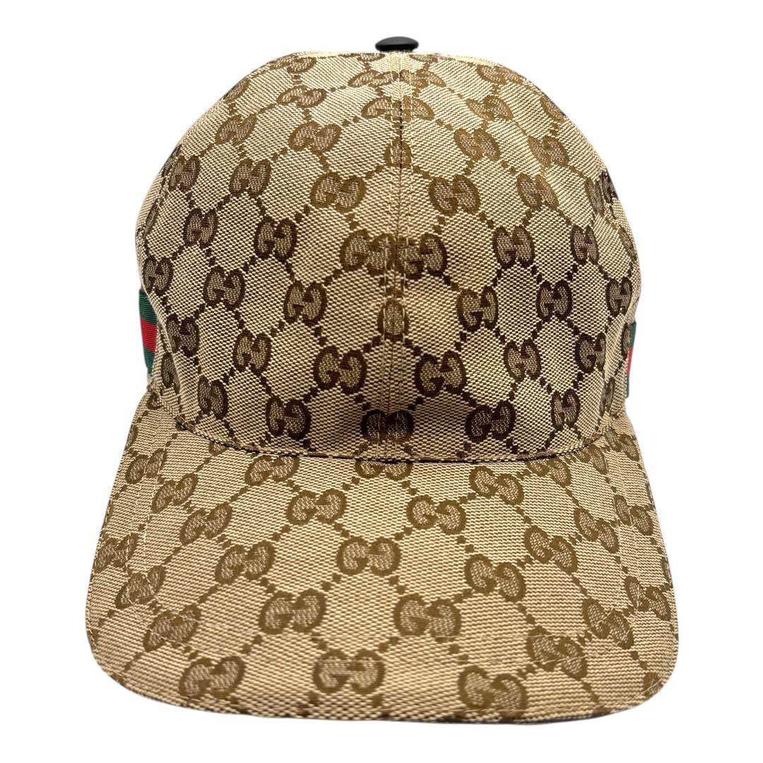 【美品】GUCCI グッチ ベースボールキャップ GG シェリーライン パターン