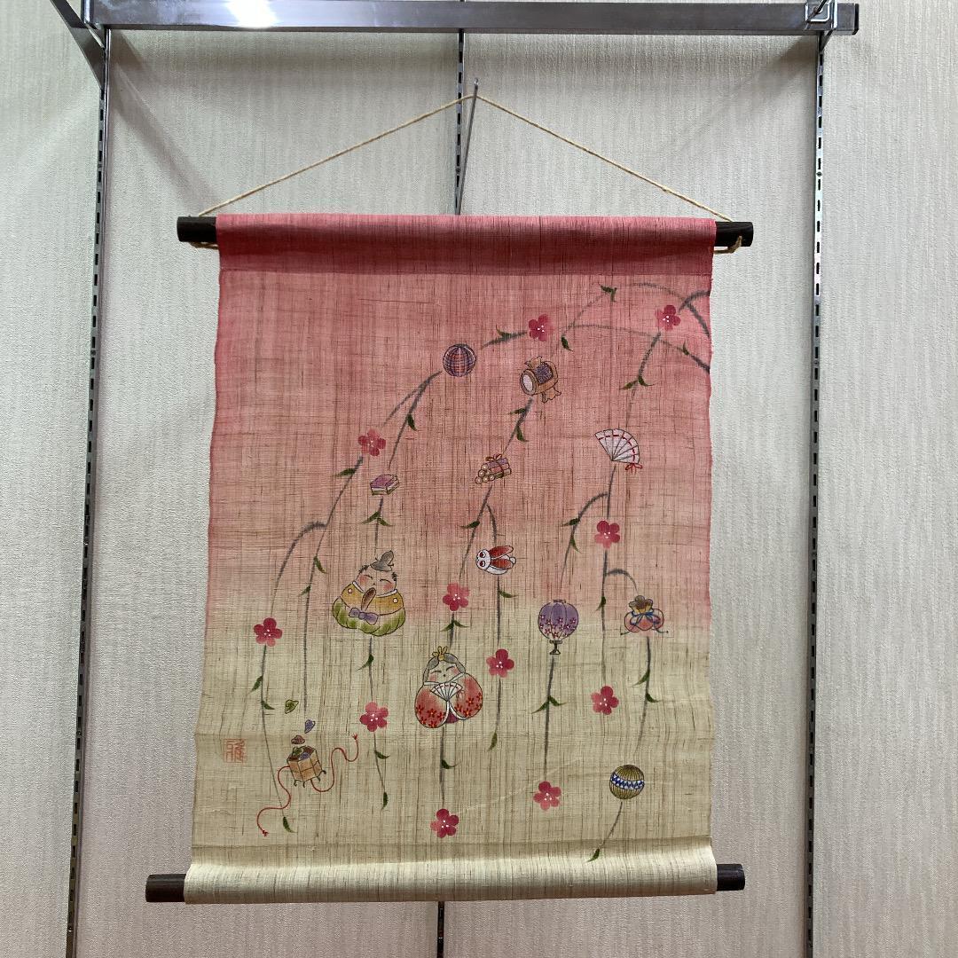 A7-S40 格安！　可愛い　麻タペストリー　ひな人形　インテリア雑貨