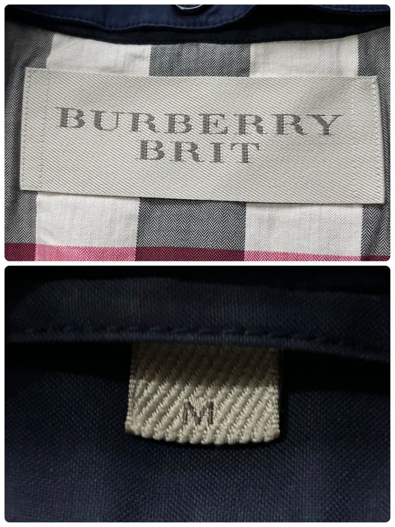 バーバリーブリット トレンチコート メガノバチェック ライナー 腰ベルト 紺 M