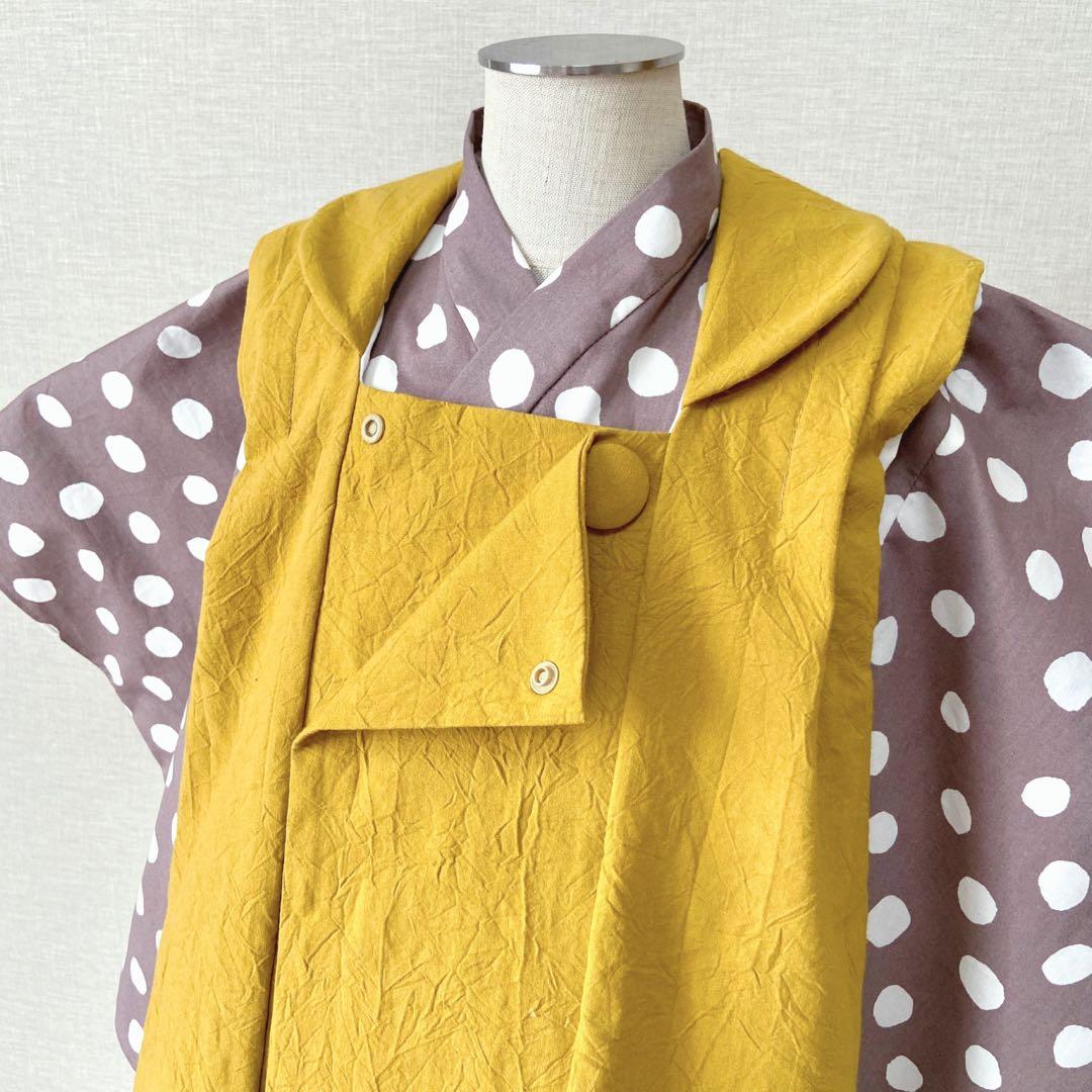 《再販》七五三 3歳 着物＆被布コート セット ふぞろいドット ハンドメイド