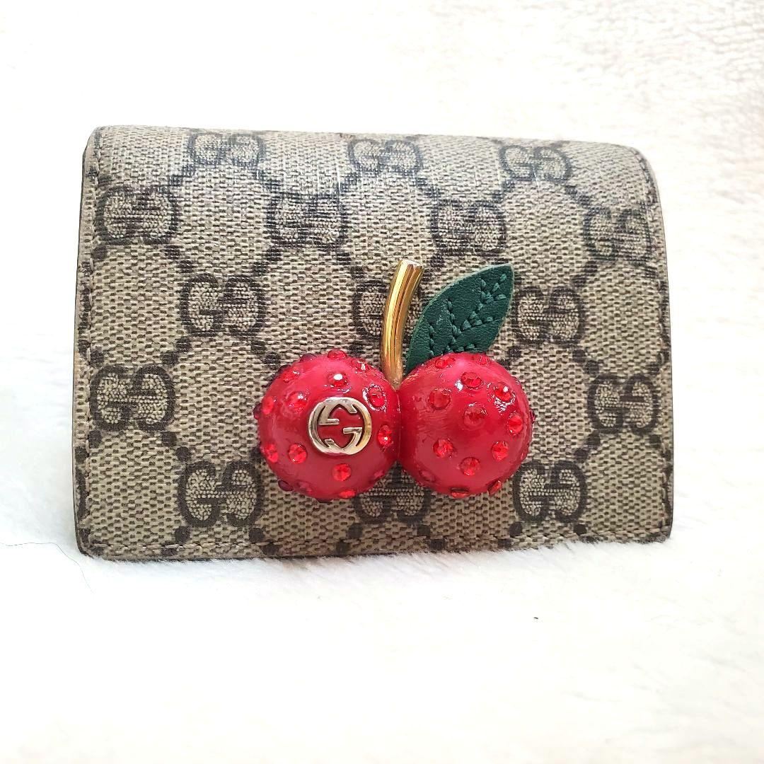 美品 希少 GUCCI　さくらんぼ　GGスプリーム　レザー　チェリー