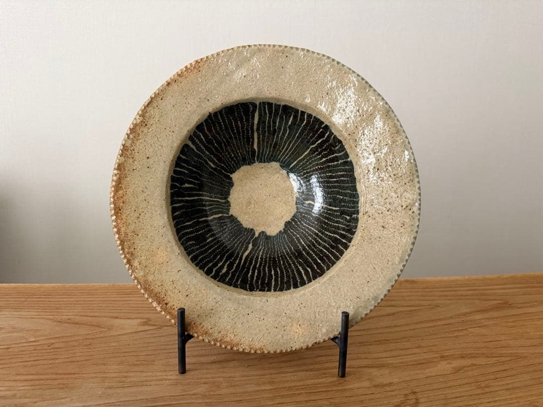 掛谷康樹　練り上げ　9寸皿　練上手リム付鉢　惣堂窯　丸皿