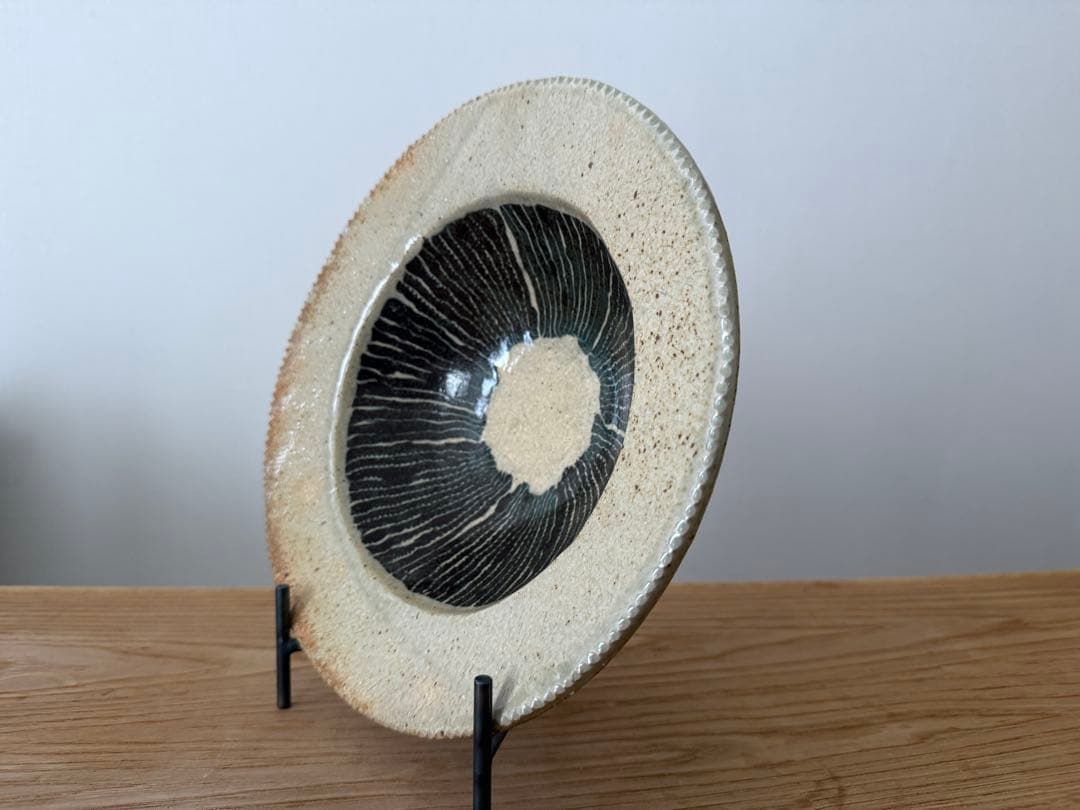 掛谷康樹　練り上げ　9寸皿　練上手リム付鉢　惣堂窯　丸皿