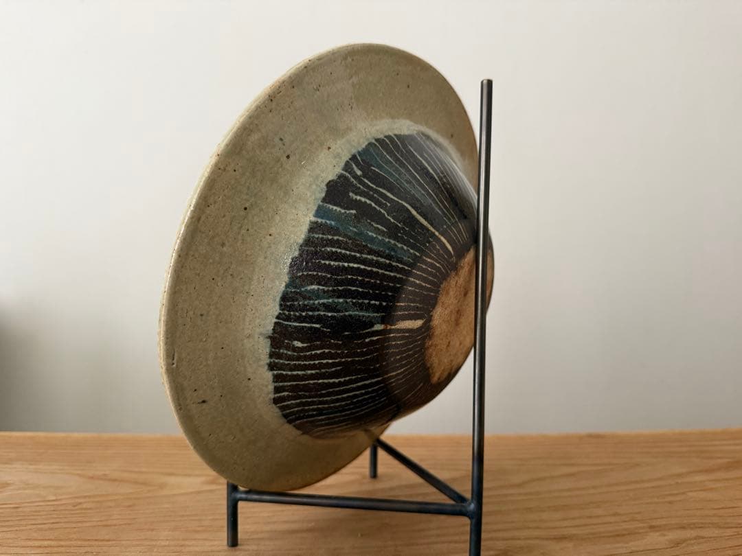 掛谷康樹　練り上げ　9寸皿　練上手リム付鉢　惣堂窯　丸皿