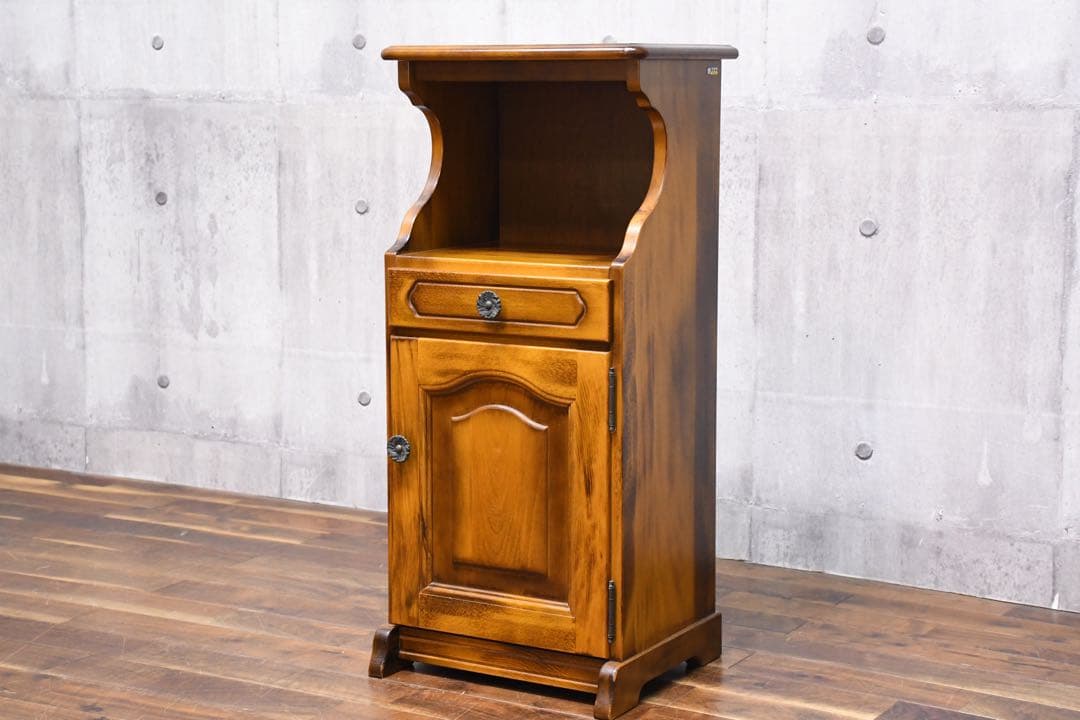 ECK53 オールドカリモク コロニアル 電話台 飾り台 花台 カタカナ表記