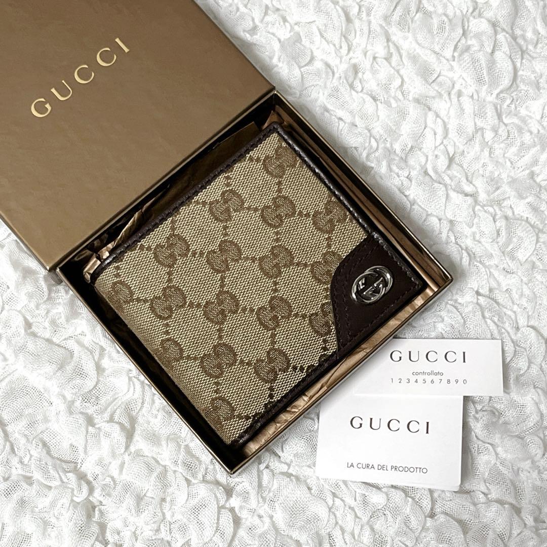 未使用級✨GUCCI グッチ　GG キャンバス　インターロッキング　折り財布