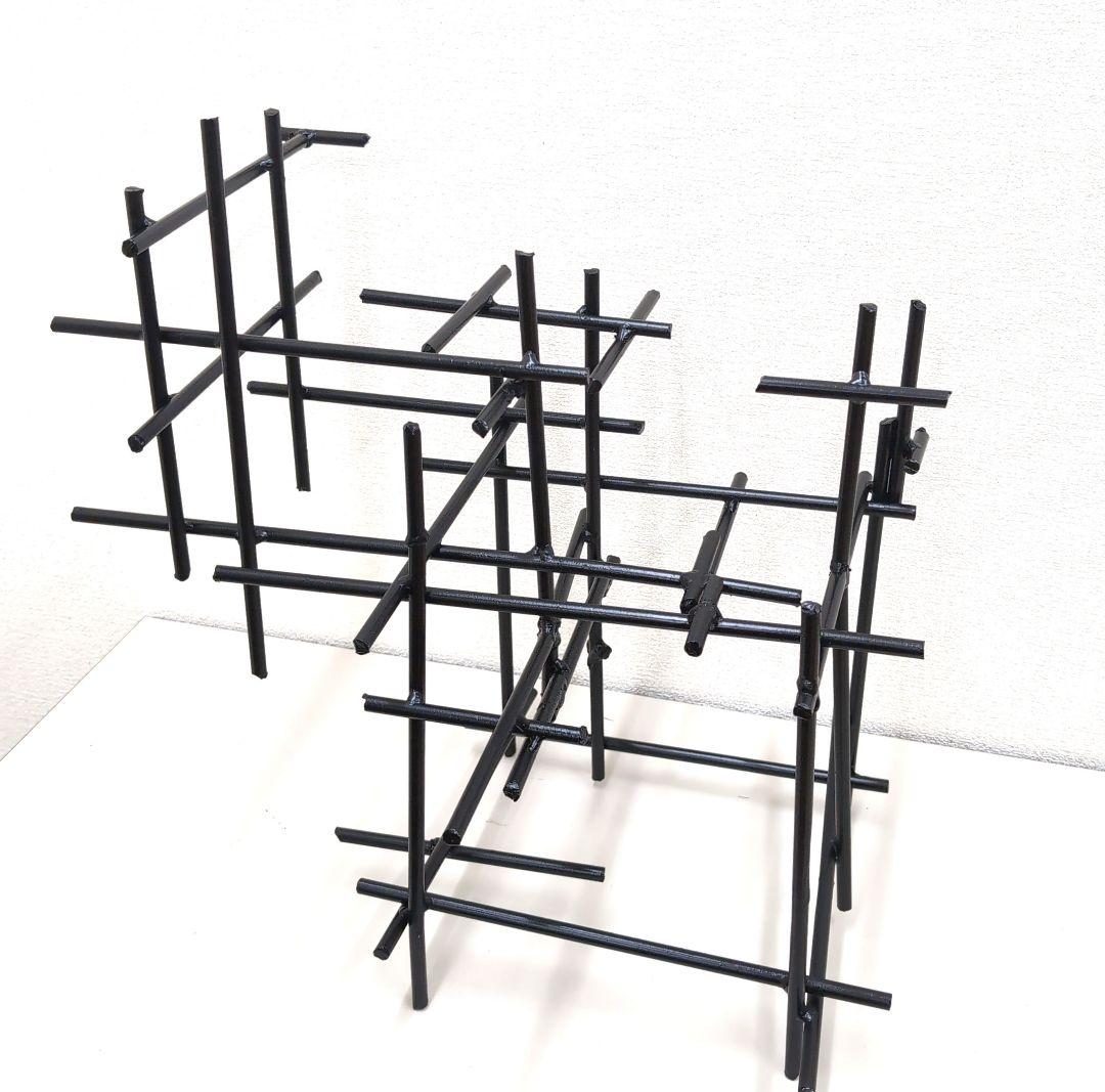 花留　丸鉄棒　生け花　華道　鉄花器　変形花器