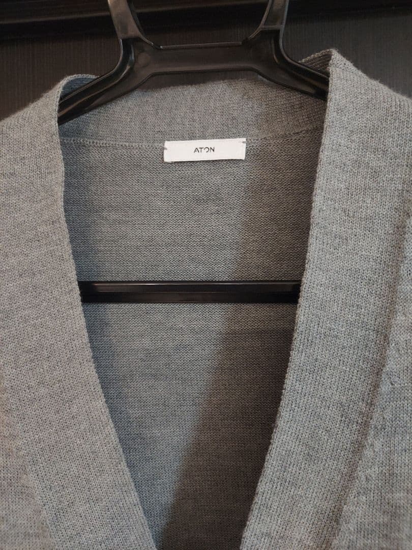 ATON WOOL WASHI OVERSIZED CARDIGAN グレー 4