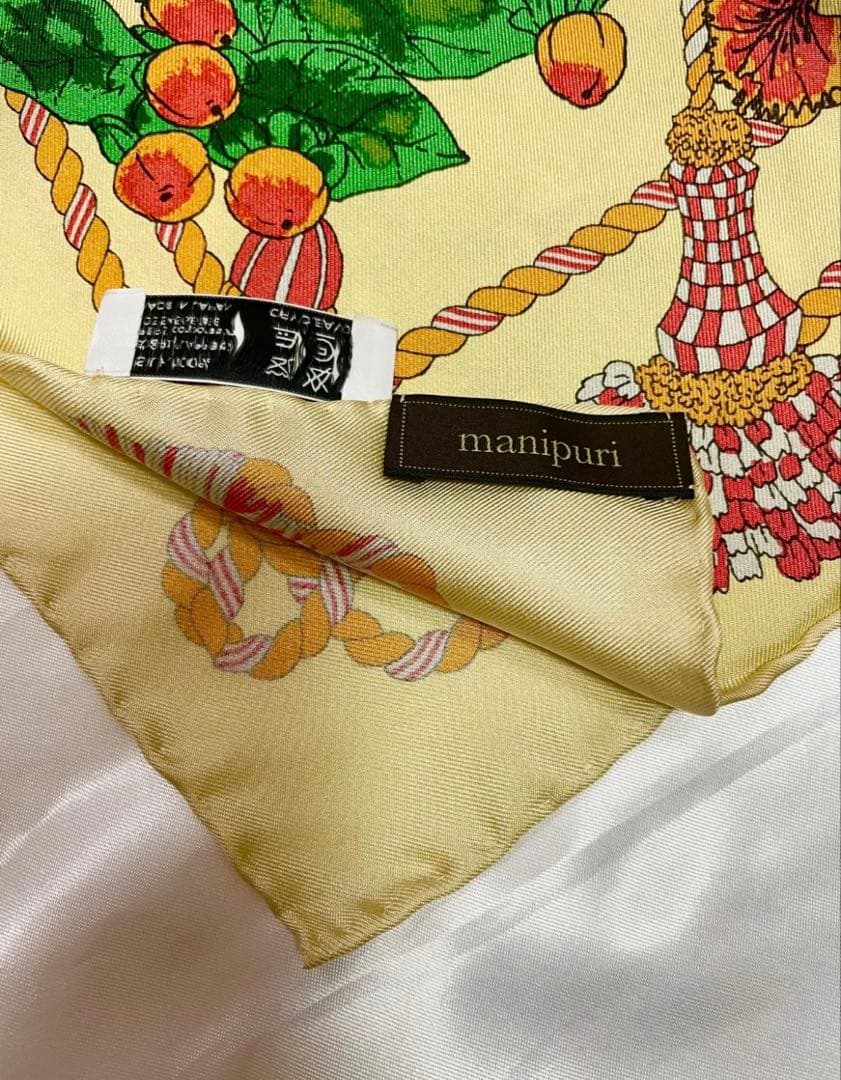 マニプリ　manipuri フルーツバスケット　スカーフ ベージュ　イエロー