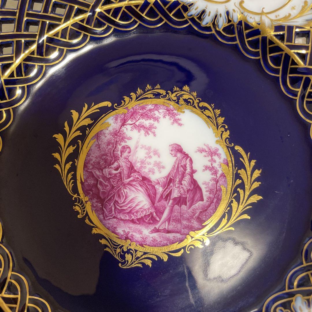 【希少・美品】古マイセン　オールドマイセン　コバルト　金　飾り皿　1880年代