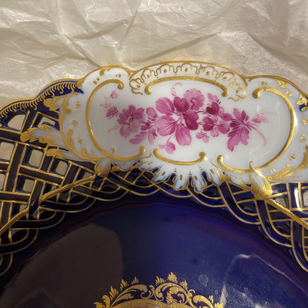 【希少・美品】古マイセン　オールドマイセン　コバルト　金　飾り皿　1880年代