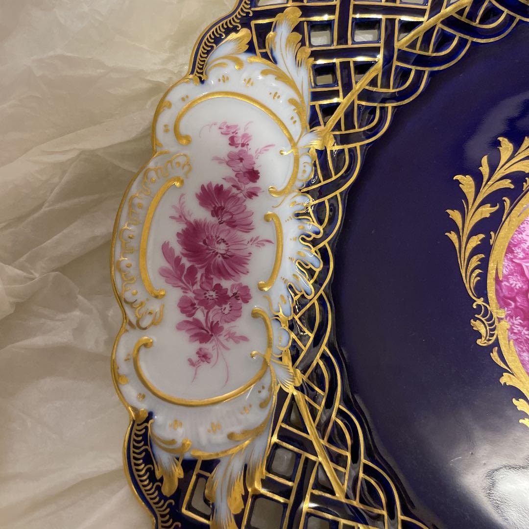 【希少・美品】古マイセン　オールドマイセン　コバルト　金　飾り皿　1880年代