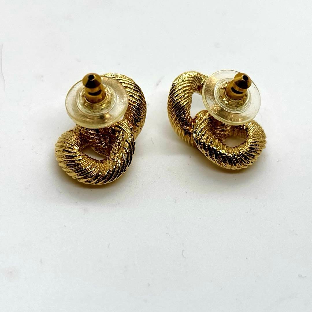 な 美品 ディオール ツイスト ピアス ラインストーン ゴールド 刻印